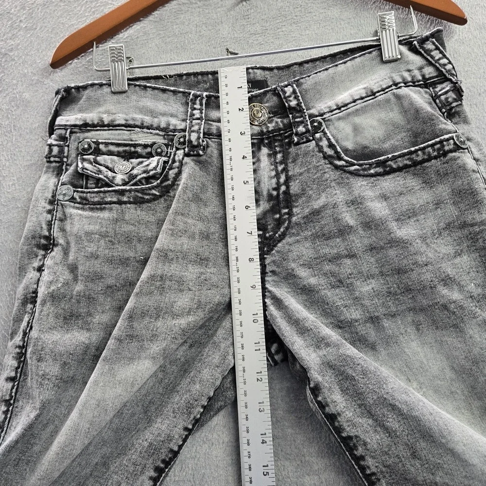 True Religion Ricky Men Jeans 29 Gray Denim Super T Flap Pocket Straight Relaxed